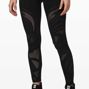 Black Lululemon leggings with cutout design